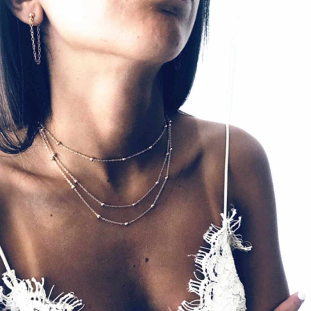 3 for $20 Olivia Gold Speck Bead Necklace